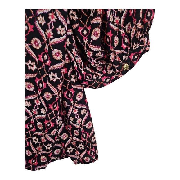 Liz Claiborne V Neck 3/4 Sleeve Blouse Top Plus Size 0X Pink Black Paisly - Picture 7 of 8